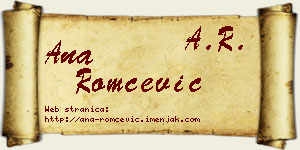 Ana Romčević vizit kartica